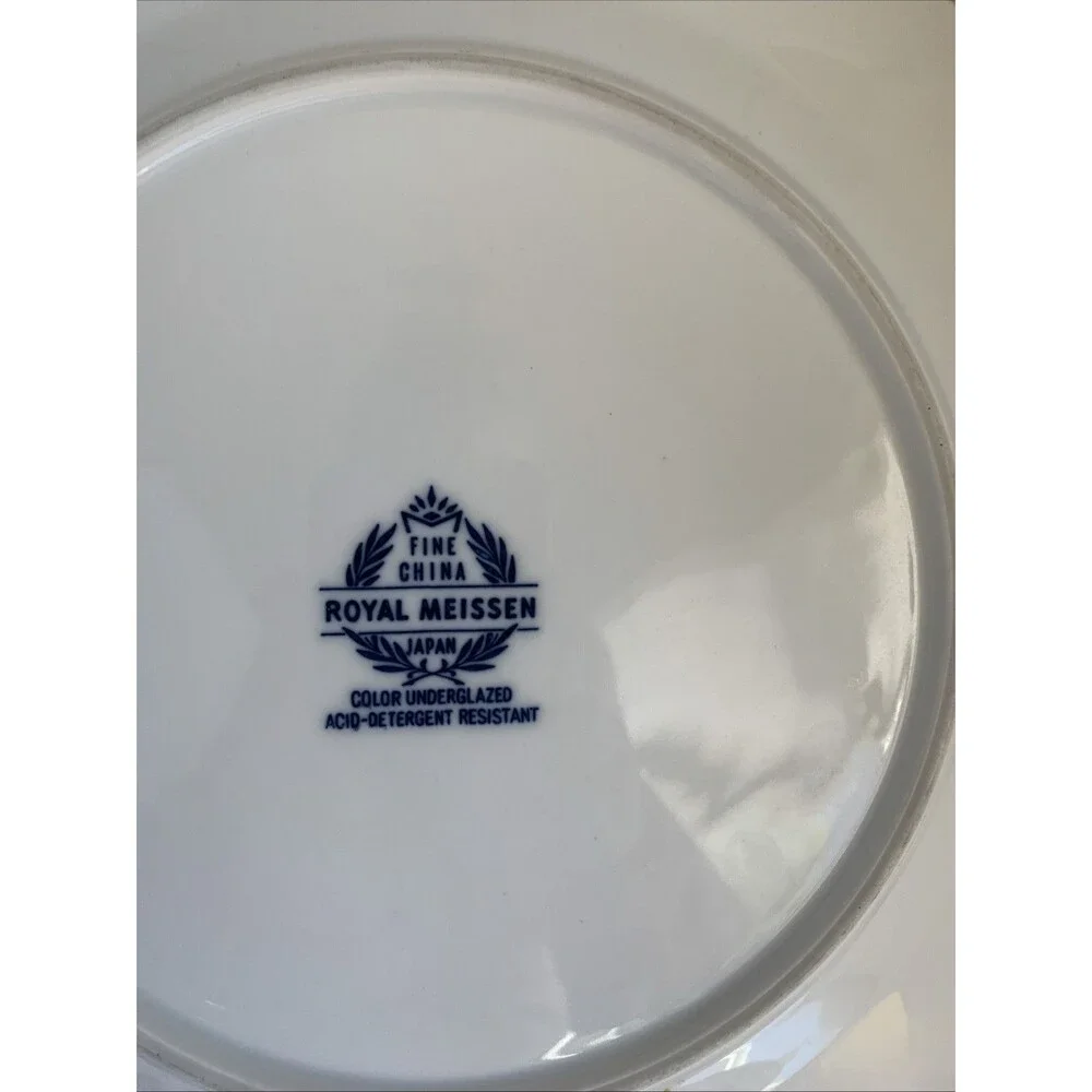4 Royal Meissen Fine China Blue/White Bread & Butter Desert Plates 6.5